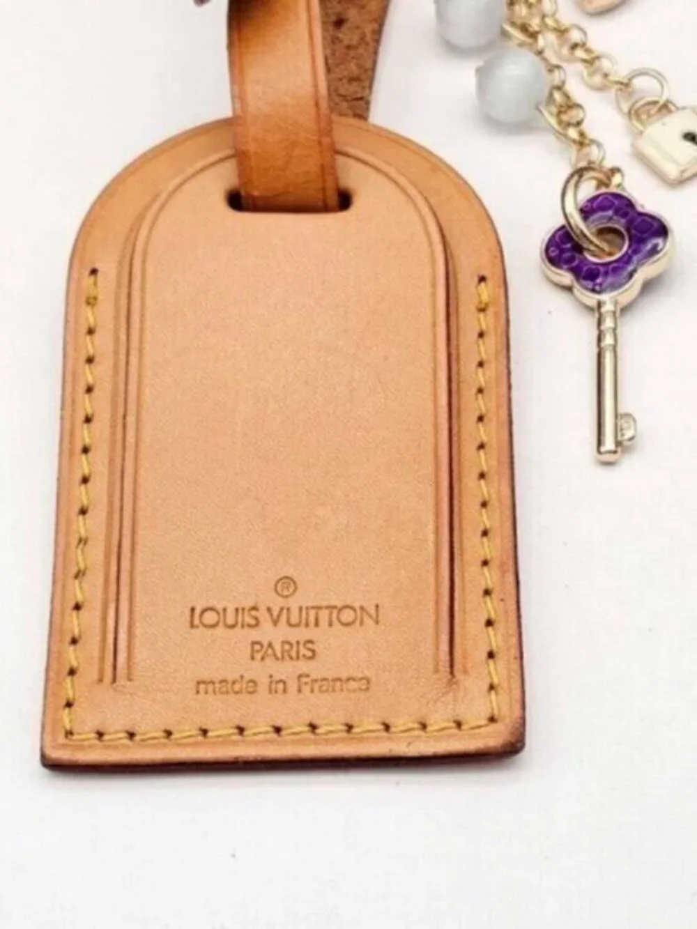 Authentic Louis Vuitton Luggage Tag with Unbranded Keycharm, Keychain